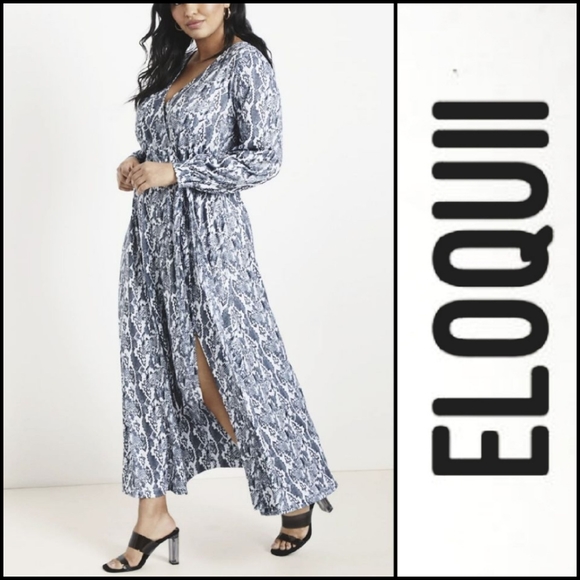 Eloquii Dresses & Skirts - 🆕️ ELOQUII Snakeskin Print Wrap Maxi Dress!